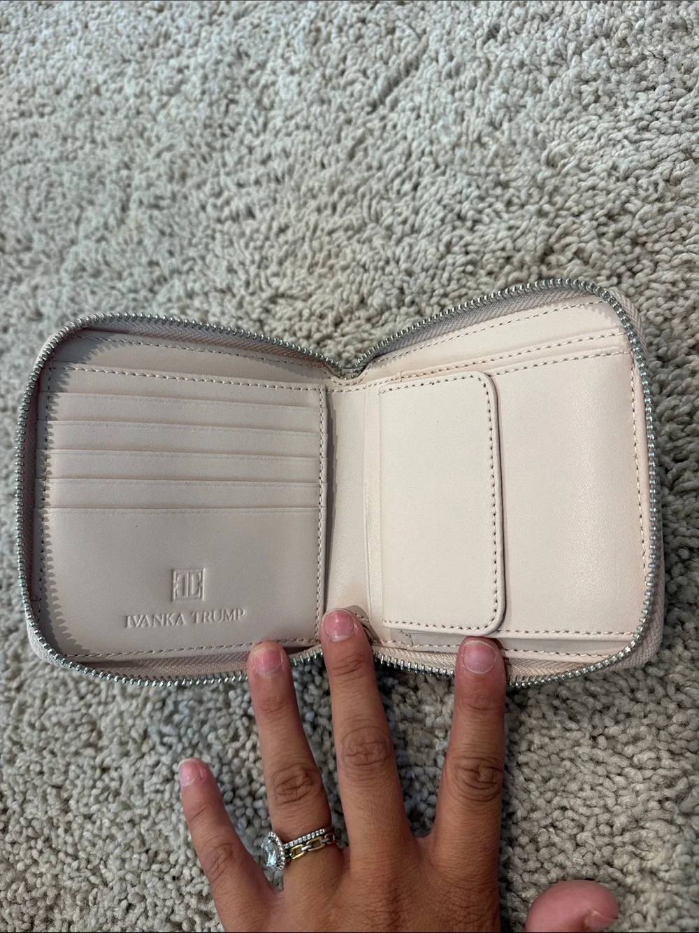 Ivanka Trump Pale pink Zip Card & Key Holder with Silver Hardware